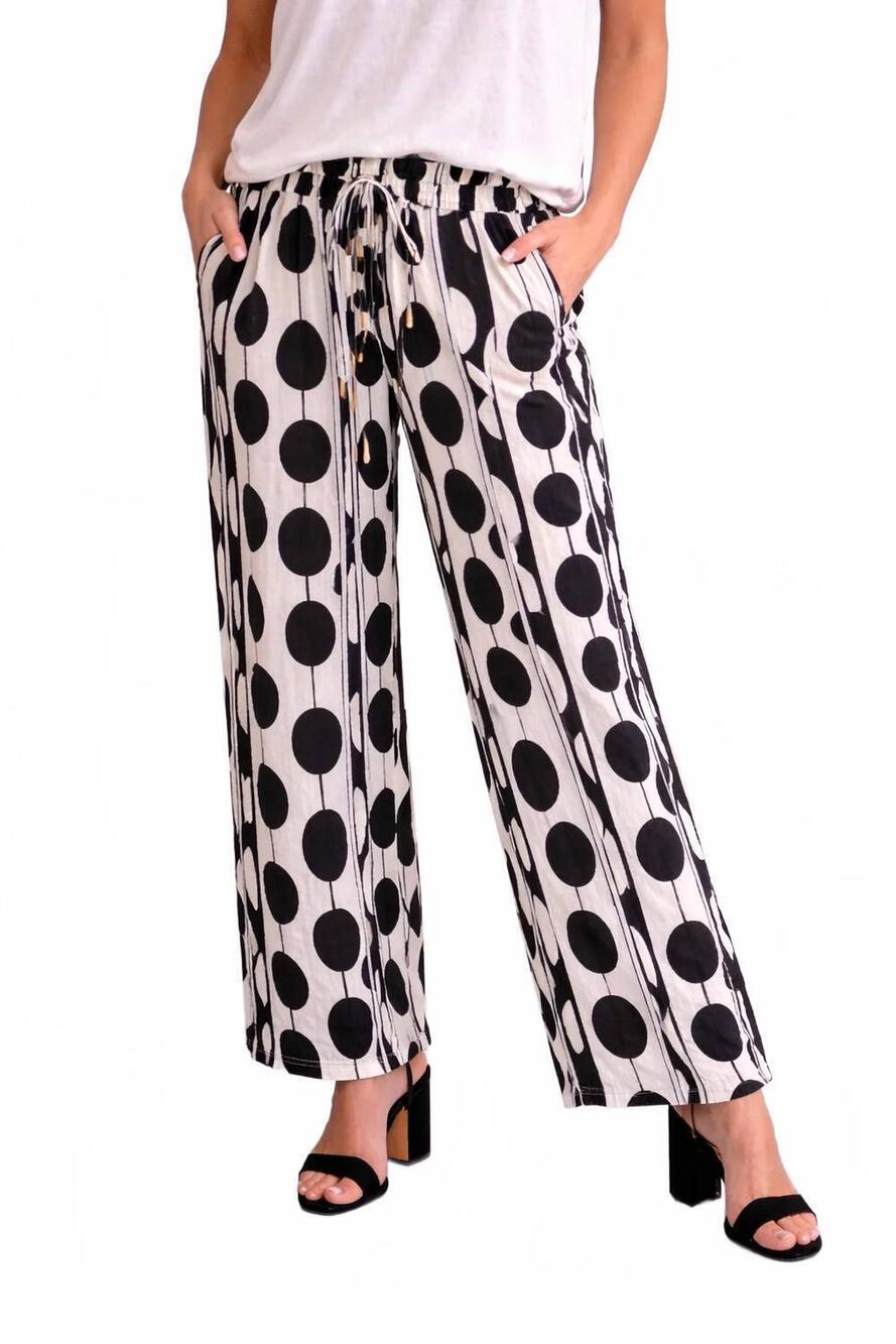 NEW THML oval dotted print pants in black and white